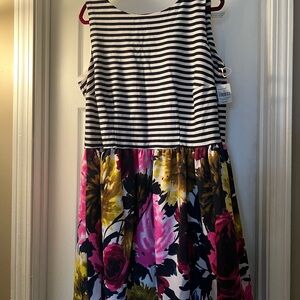 Striped and Floral Spring Dress 2x
